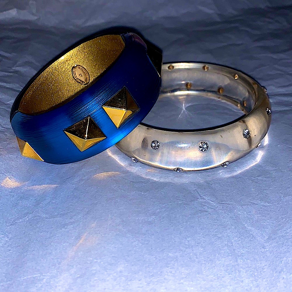 Alexis Bittar Large clear bangle designer bracelet with cubic zirconia accents